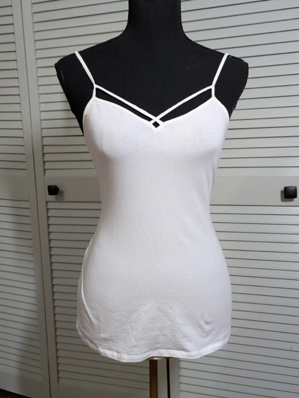 Express white fitted long tank top